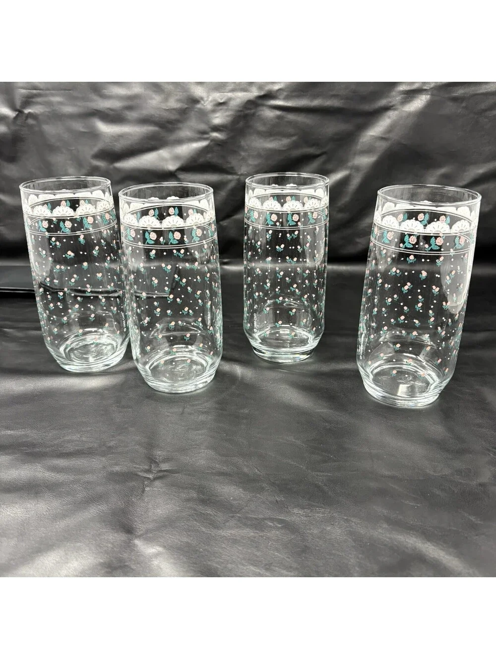 Anchor Hocking Pink Rose Victoriana Iced Tea Glasses Set of 4 16 Oz